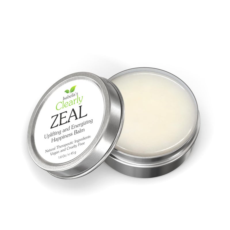 Clearly ZEAL Uplifting and Energizing Happiness Balm Aromatherapy Mood Support Essential Oil Blend to Get Happy and Get Going Increase Joy Boost Energy Vegan Cruelty Free Made in USA